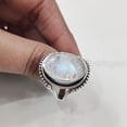 thumbnail image 4 of Natural Rainbow Moonstone Ring, Blue Fire Moonstone Ring, June Birthstone, Bohemian Band, 925 Sterling Silver, Womens Ring, Christmas, Thanksgiving, Handmade, Statement Jewelry, Natural Gemstone Ring, 4 of 7