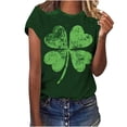 thumbnail image 5 of mihongmao Shamrock Print T Shirts for Women Ladies and Gentlemen's Casual St. Patrick Print Short Sleeved Round Neck Top Green L, 5 of 7