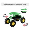 thumbnail image 3 of IRONMAX Garden Cart with Seat, Heavy Duty Gardening Work Stools w/Height Adjustable Seat & 10’’ Large Wheels, Rolling Garden Scooter for Outdoor Lawn Yard Planting Green, 3 of 7