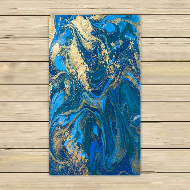 Toallas Textura Líquida Azul y dorado ABPHQTO Playa baño Piscina 40x70 cm