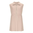 thumbnail image 5 of Htigea Women's Tank Dress Collared Sleeveless Mini Dress Zipper Elastic Waist Summer Pocket Dresses Beige,S, 5 of 7