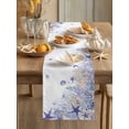 thumbnail image 3 of Summer Marine Life Table Runner, Watercolor Purple Starfish Ocean Bubble Cotton Linen Kitchen Table Decoration Washable Dining Tabletop Runners for Home Party Decor 13x48 Inches, 3 of 9