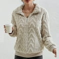 thumbnail image 7 of UAMVSH Fuzzy Fleece Hoodie for Women Winter Sherpa Fluffy Long Sleeve Hooded Pullover Warm Plush Drawstring Sweatshirts(XX-Large,Beige 2), 7 of 7
