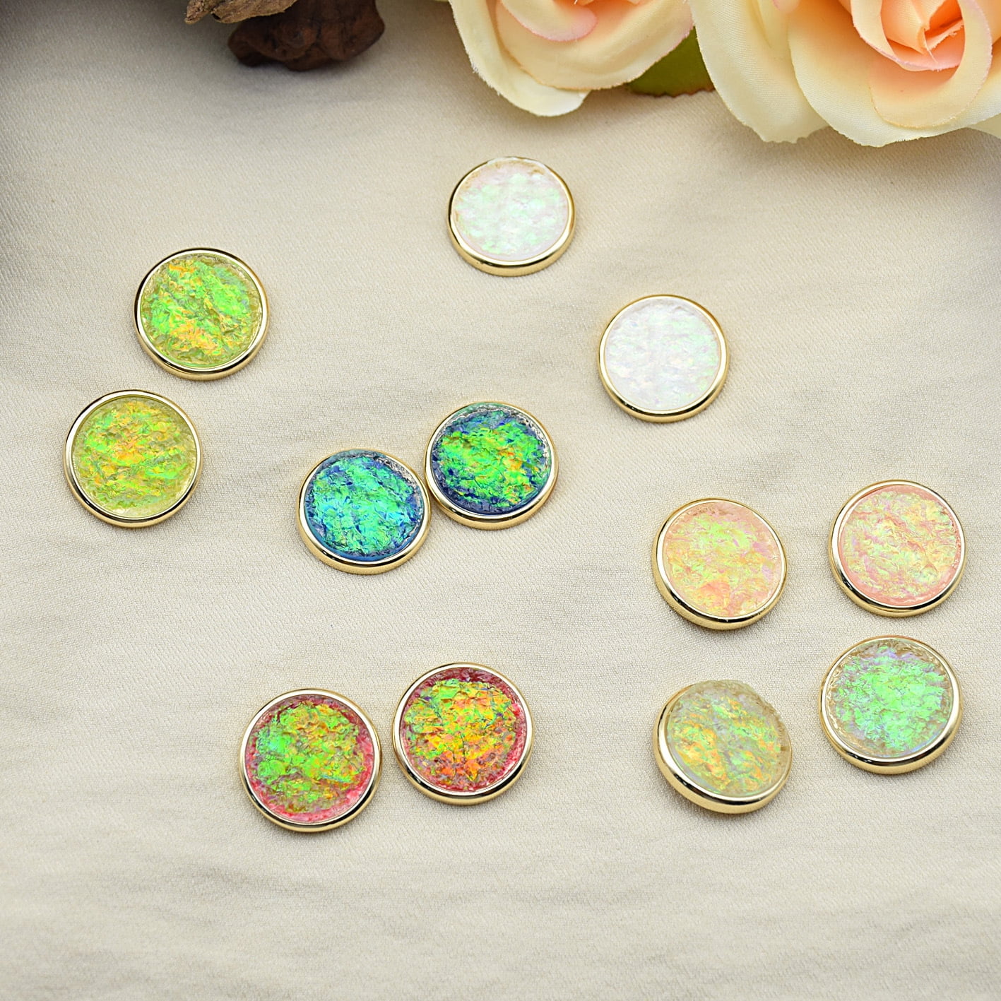 Xiao Hua 50 pieces of blue alloy resin buttons -0.87-inch round sewing buttons, DIY clothing buttons, used for sewing, craftsmanship, and clothing decoration