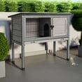 thumbnail image 7 of Pefilos 33" Rabbit Hutch for Outdoor, Indoor Wood Bunny Cage, Small Animal Pet House Guinea Pig Hutch, Gray, 7 of 7