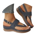 thumbnail image 4 of Red Wedges Sandals Women Classic Lightweight Wide Width Low Wedge Heels Womens Slippers Size 10 Ankle Buckle Studded Fashion Sandals for Summer, 4 of 9