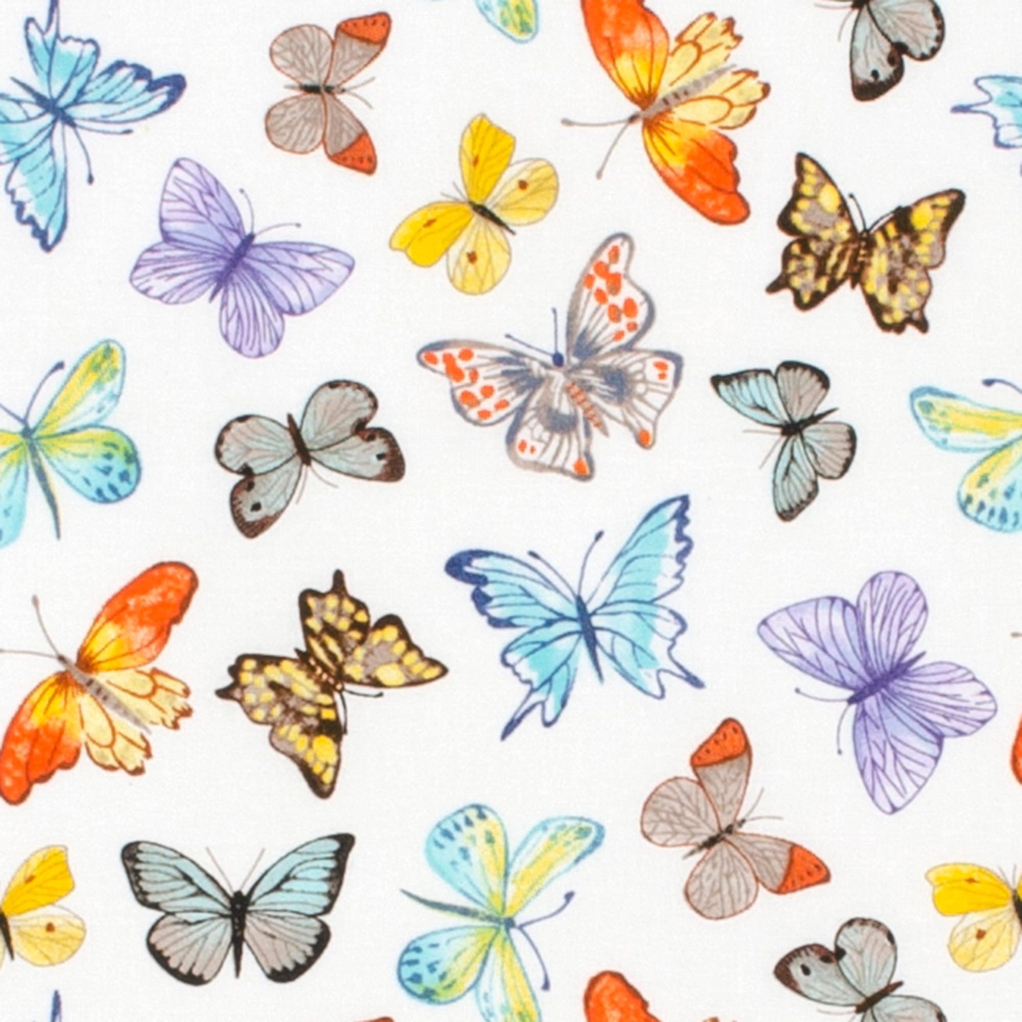 Create It 18"x21" Cotton Butterflies Precut Sewing & Craft Fabric, White 10 Pieces