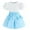Blue, variant on Toddler Girl 2PCS Summer Outfits Puff Short Sleeve Ribbed Knit Tops Mini Skirt Set Cute Girl Clothes (Hot Pink, 6 Years)
