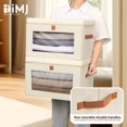 thumbnail image 5 of 4 Pack Beige Closet Storage Bins Front Opening Storage Bin Collapsible Fabric Organizer with Clear Window Dual Handles Closet Clothes Blanket Book Storage Box for Home DIMJ, 5 of 11