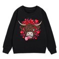 thumbnail image 2 of WOYY Toddler Girls Valentine's Day Sweatshirt Cow Print Crew Neck Graphic Pullover Tops, 2 of 2