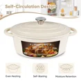 thumbnail image 3 of 4.5 QT Enameled Cast Iron Oval Dutch Oven Nonstick Soup Pot with Self-Basting Lid Heat Resistant 500°F for All Stovetops Induction Gas Grill, Oven & Refrigerator Safe, 3 of 6