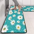 thumbnail image 2 of Kitchen Rugs Sets Of 2,Turquoise Daisy Flower Pattern Anti Fatigue Kitchen Mat Rugs Non Slip Washable,Decorative Kitchen Floor Mats for Kitchen,Sink,Laundry,17"x47"+17"x47", 2 of 5