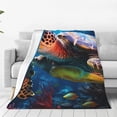 thumbnail image 4 of Salouo Ice Blue Ocean Sea Turtle Print Bed Blankets,Flannel Blanket Comfortable Air Conditioning Blanket Lightweight Blanket for Sofa Bed Travel & Couch -80"x60", 4 of 8