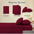 thumbnail image 4 of Split King 5 Piece Sheet Set - Breathable & Cooling, Luxury Sheets, 500 TC Egyptian Cotton Sheets, 100% Cotton Split King Sheet Set, 10-12" Inch Deep Pocket, Split King Size Burgundy Solid, 4 of 5