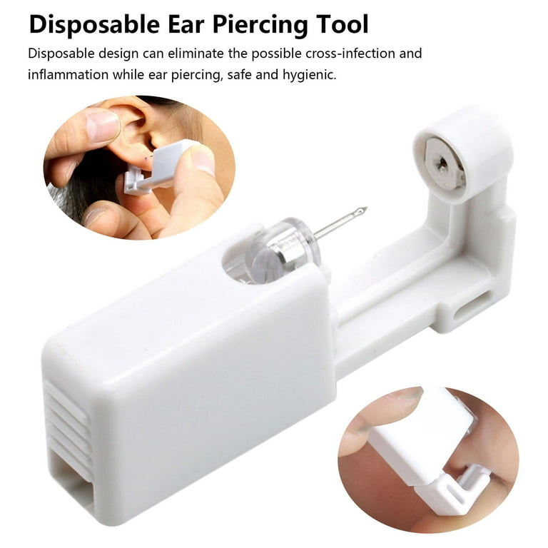 Walmeck Self Ear Piercing Tool White Self Piercing Kit Disposable Ear  Piercer with Ear Studs 