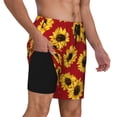 thumbnail image 3 of Haiem Sunflowers On Red Men'S Quick-Dry Swim Trunks: Comfortable Beach Shorts With Mesh Lining And Pockets - Ideal For Swimming And Sunbathing 3x-Large, 3 of 9