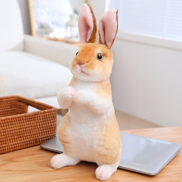 Juguetes Conejos Lindo Animal Realista PP Algodón Relleno Felpa Conejo Conejito Niños Juguetes (A Marrón) Wdftyju Libre de BPA