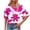 Purple, variant on Karymi Summer Tops for Women Fashion Short Sleeve Flower Print Tops V Neck Loose Pullover Double Sleeve T Shirts Regular Fit Tops for Women