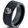 thumbnail image 1 of Tungsten Hawk Bald Eagle Wings Crest Band Ring 9mm Men Women Comfort Fit Black Flat Cut Brushed Polished, 1 of 4
