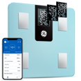 thumbnail image 1 of Báscula digital GE para medir la grasa corporal: Báscula inteligente para baño con Bluetooth, IMC, porcentaje de grasa corporal y pantalla LCD grande. Peso: 170 kg. Azul., 1 of 5