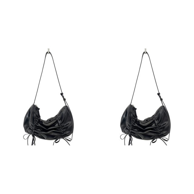 Bolso Hombro Hombro Plisado Suave De Cuero PU Hobo Axila Para Mujer Negro