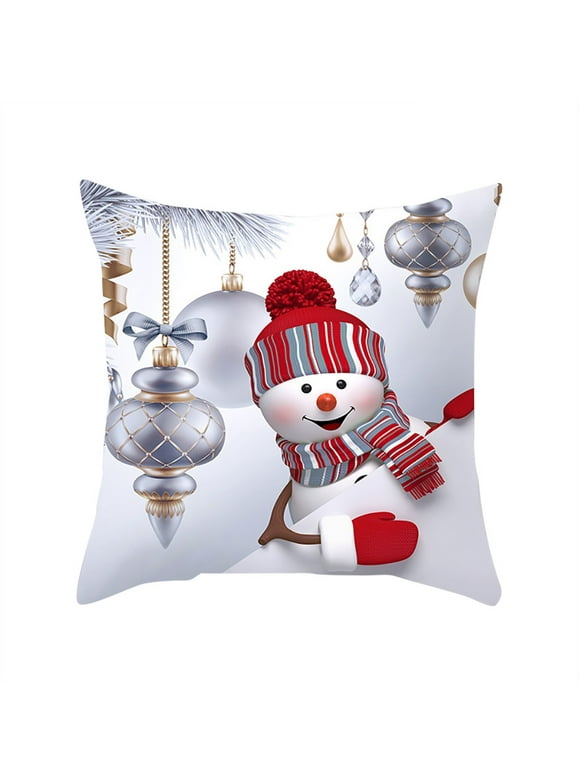 Jikolililili Merry Christmas Pillow Cases Super Cashmere Sofa Cushion Cover Home Decor 2022 Standard Bed Pillow Cases Clearance