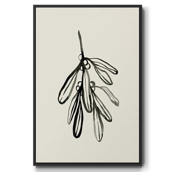 Mistletoe Sketch I - Framed Gallery Wrapped Holiday Canvas - 17 x 25 - Black Frame