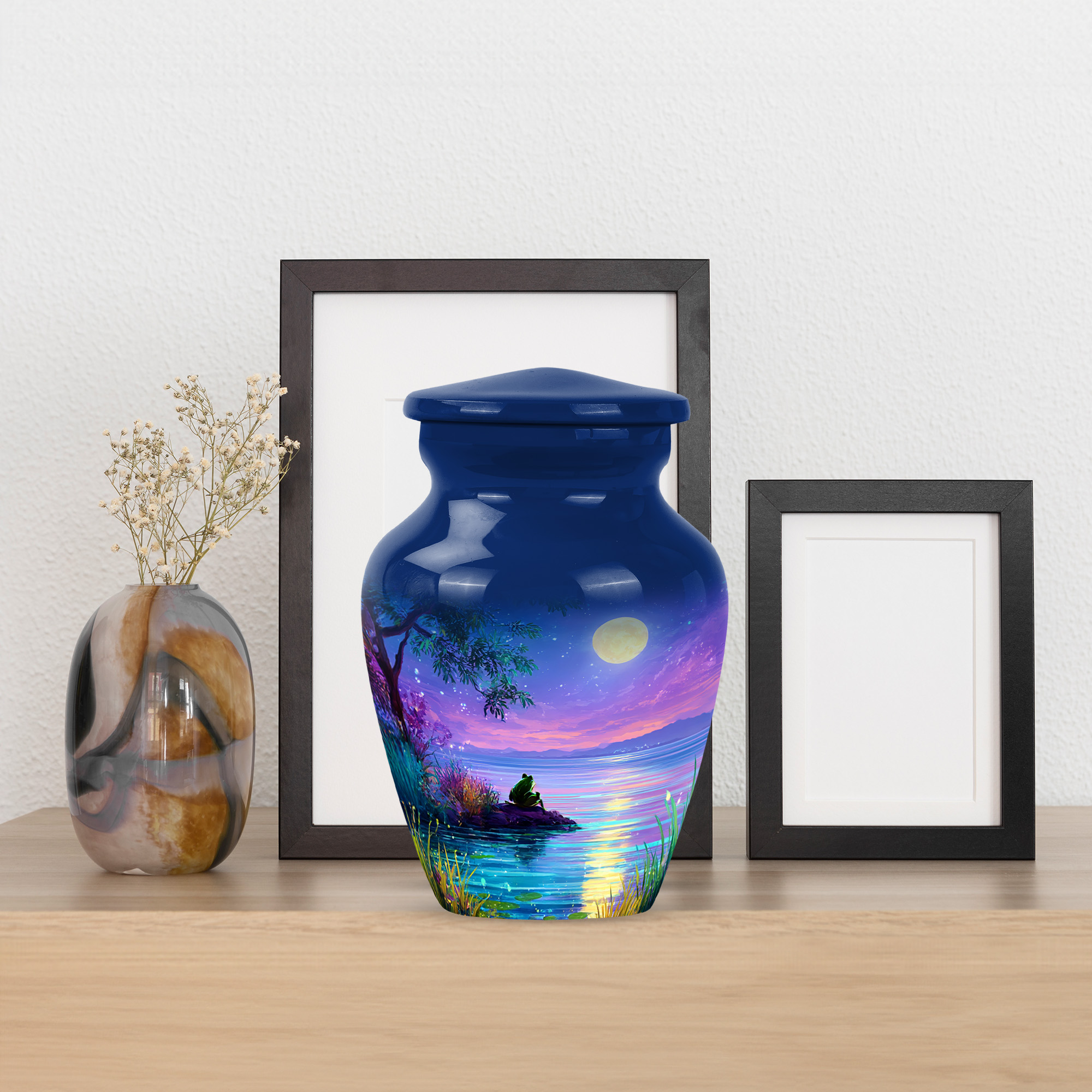 MUKTIVE Frog Urn for Ashes for Women Burial, Keepsake Memorial Moon Urns for Adult Male, Funeral Mini Cremation Urn for Mother & Father, Unique Urns for Human Ashes Adult Female, 3 Inch