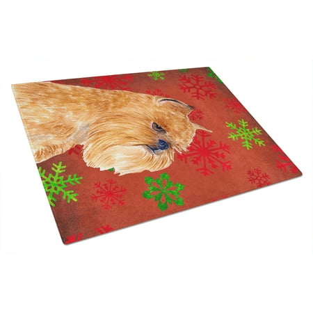 

Carolines Treasures SS4701LCB Brussels Griffon Red and Green Snowflakes Holiday Christmas Glass Cutting Board Large 12H