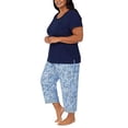 thumbnail image 5 of Carole Hochman Ladies' 4-Piece Cotton Pajama Set Short Sleeve Top, Tank Top, Short, and Capri Pant with Pocket, Solid and Floral Sleepwear for Women (XL, Navy Blue), 5 of 8