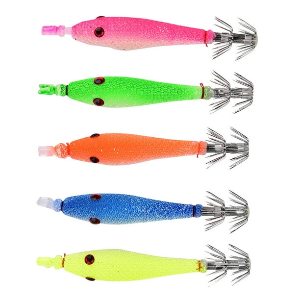 Squid Fishing Hooks,5pcs Durable Sleeve Fish Luminous Hooks Fish Hooks  Advanced Technology 