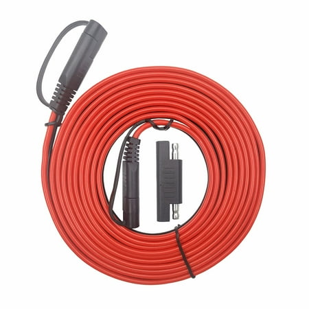 

Trickle Charger Extension Cord 25FT - SAE to SAE Connector Cable 12V-24V Battery Charging Cord with Dust Cap 2 Pin Quick Connect Disconnect Plug DC Connection for Camp Trailer Solar Panels (