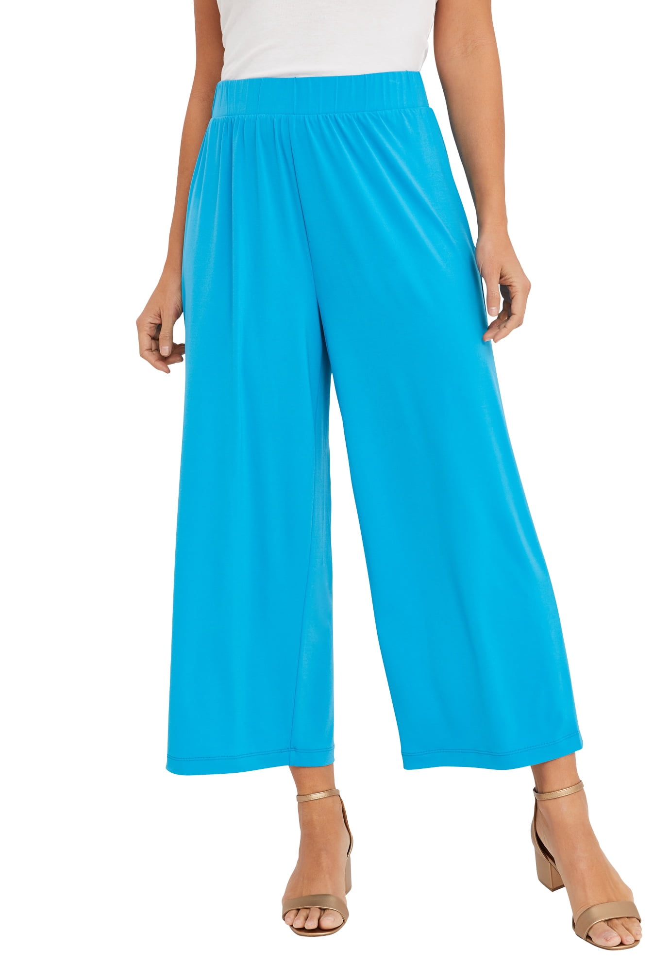 Travel Knit Wide-Leg Crop Pant Pants 