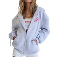 thumbnail image 5 of NinXxx Women's Cancer Prevention Zipper Long Sleeve Pocket Drawstring Hoodie Grey S, 5 of 6
