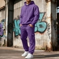 thumbnail image 4 of Zimjoy Purple Sweat Suits Men Athletic Mens Track Suits 2 Piece Set Casual Winter Sweatshirt and Cargo Sweatpants Set Fleece Cargo Sweatpants Set with Pockets, Purple S, 4 of 9