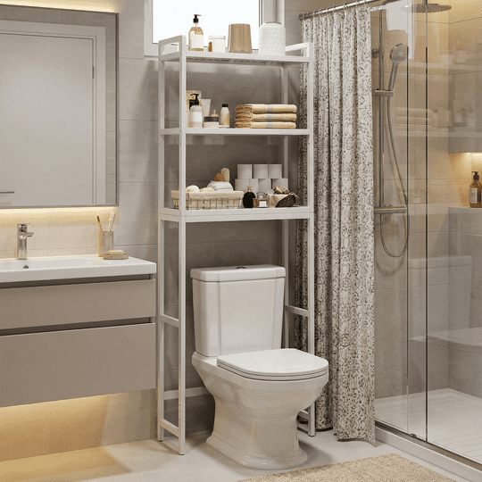 Aiho 3-Shelf Over the Toilet Space Saver，Over the Toliet Storage Cabinet for Bathroom, Lavatory, Laundry - White