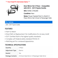 thumbnail image 2 of Door Mirror Set 2 Piece - Compatible with 2014 - 2019 Toyota Corolla 2015 2016 2017 2018, 2 of 2