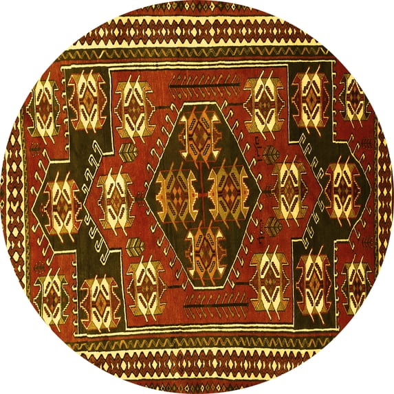 Ahgly Company Indoor Round Persian Yellow Traditional Area Rugs, 6' Round