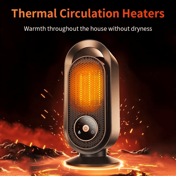 1500W PTC Electric Space Heater for Indoor Use, 3 Heat Settings, Touch Controls and Timer
