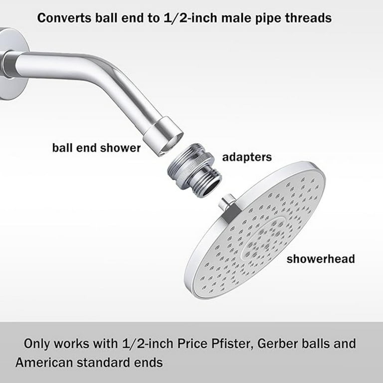 3Pcs Ball End Shower Arm Adapter Copper Shower Ball Joint Adapter Shower Arm Conversion Adapter Eay to Install