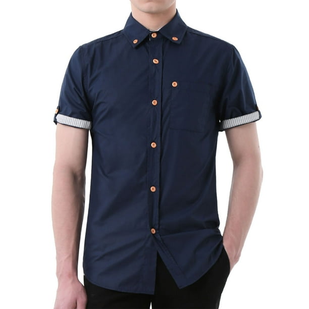 Navy blue dress shirt cheap walmart