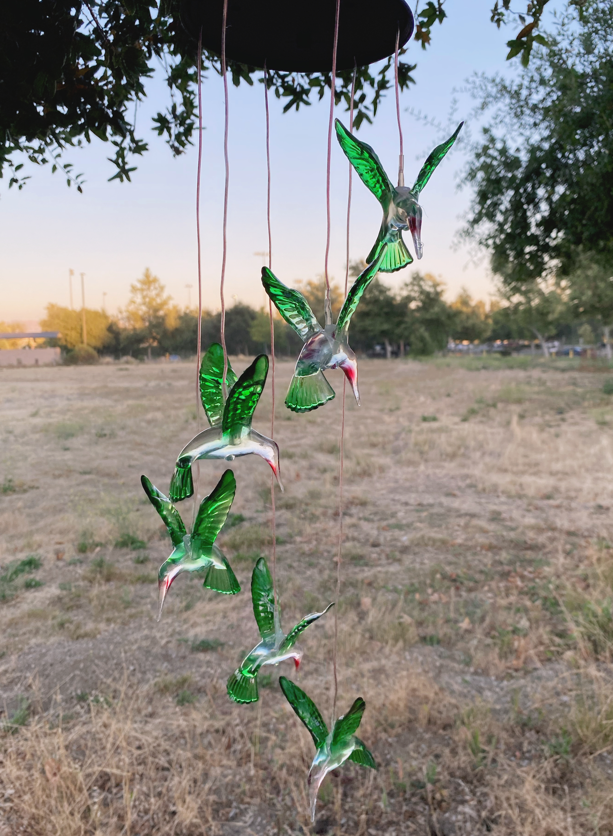 Hummingbird Solar Wind Chimes Outdoor Color Changing LED Mobile