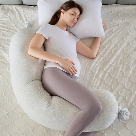Adjustable Pregnancy Body Pillow, Smooth and Soft Cover, Shaped Full Body Maternity Pillow with Removable Cover