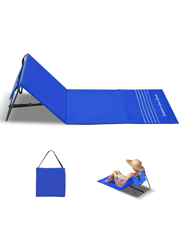 Yardgrow 59"x20" Portable Reclining Lounger Beach Chairs 600D Camping Ground Mat with Zipper Storage Pocket
