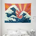 thumbnail image 1 of Japanese Wave Tapestry, Japanese Painting Style Summer Seasonal Backdrop Surf Water Abstract Sunset, Wall Hanging for Bedroom Living Room Dorm Decor, 80W X 60L Inches, Multicolor, by Ambesonne, 1 of 2