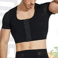 thumbnail image 7 of NoxwB Men's Compression Corset Vest Workout Back Support Shapewear Top Slimming Undershirt Short Sleeve Crop Tees Shirt Black L, 7 of 7