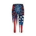 thumbnail image 5 of 4th of July Capris Leggings for Women, Plus Size Summer High Waist Independence Day Yoga Stetchy Cropped Trousers Navy XL, 5 of 5