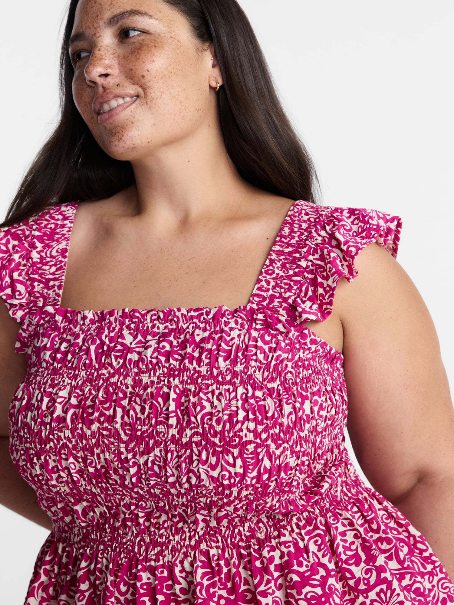 Terra & Sky Women’s Plus Sleeveless Smocked Tank Top, Sizes 0X-5X