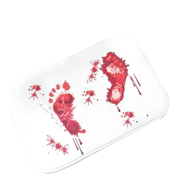 Julam Blood Footprint Anti Slip Floor Mat Creative Foot Bloodstained Carpet Horror Blood Print Doormat Walmart Com Walmart Com