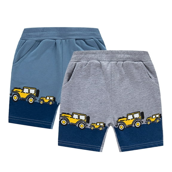 Esaierr Toddler Baby Boys Summer Shorts Kids Cartoon Car Print Cotton Shorts Elastic Waist Jogger Shorts Casual Five Pants for 1-8 Years